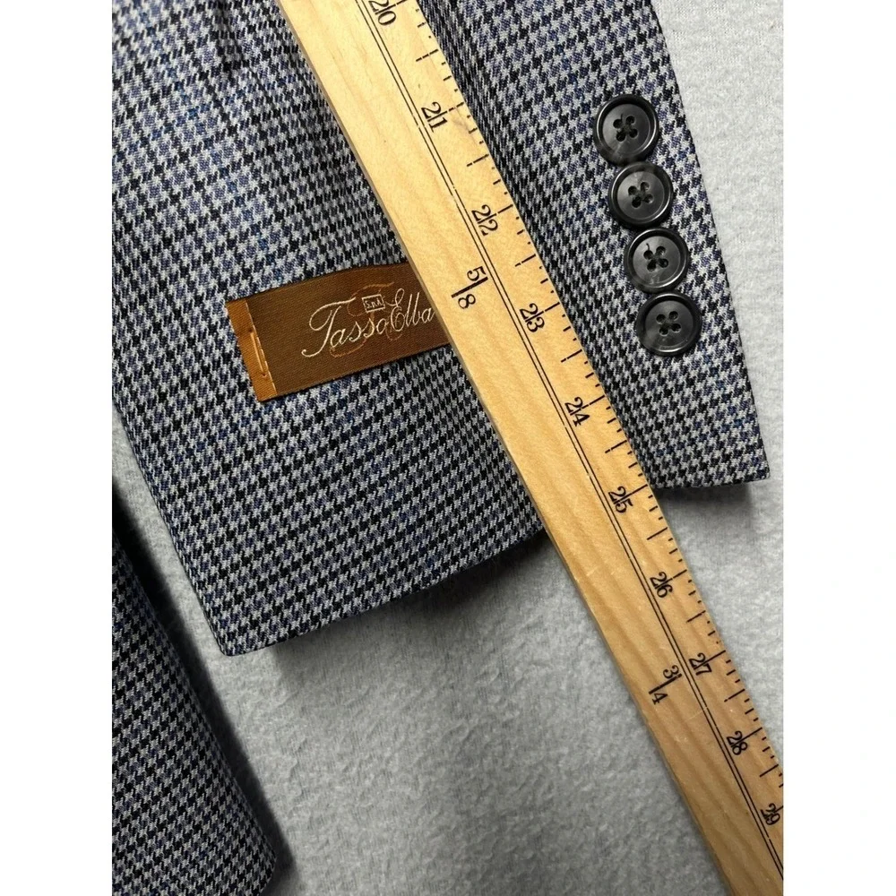 NWT Tasso Elba Men 42R Luxury Sport Coat Blazer Blue Grey Houndstooth TS72B09503